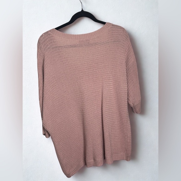 Misia Dusty Pink V-Neck Sweater with Button Accents - Picture 2 of 4